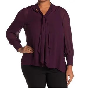 DR2 by Daniel Rainn Tie Neck Long Sleeve Blouse